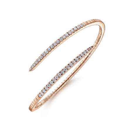 Demure - 14K Rose Gold Split Bypass Diamond Bangle Bracelet