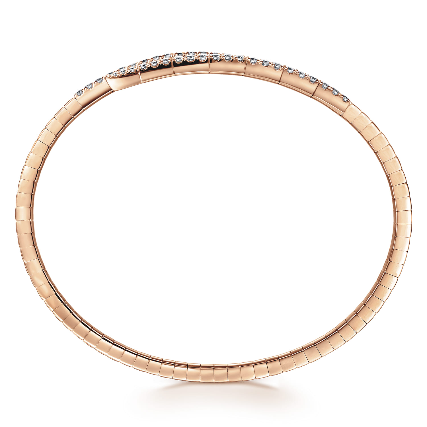 Demure - 14K Rose Gold Split Bypass Diamond Bangle Bracelet - 0.9 ct - Shot 3