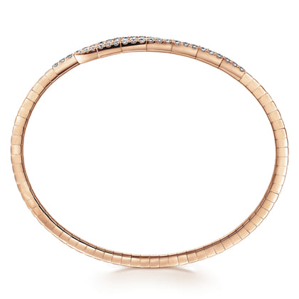 Demure - 14K Rose Gold Split Bypass Diamond Bangle Bracelet