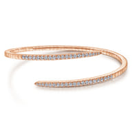 Demure - 14K Rose Gold Split Bypass Diamond Bangle