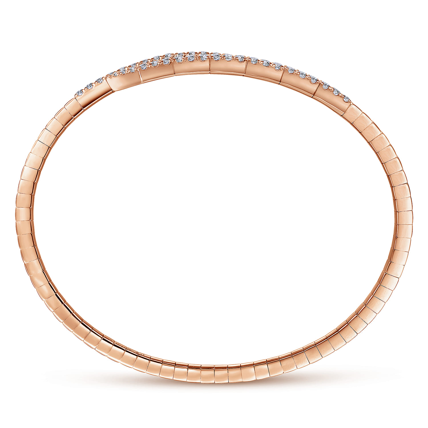 Demure - 14K Rose Gold Split Bypass Diamond Bangle - 0.9 ct - Shot 3