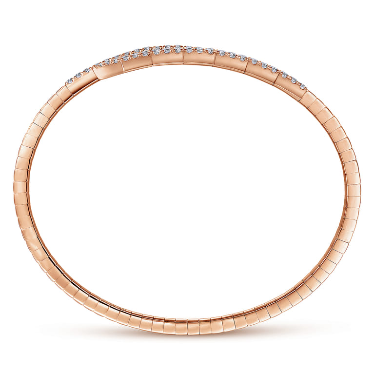 Demure - 14K Rose Gold Split Bypass Diamond Bangle - 0.9 ct - Shot 3