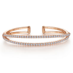 14K Rose Gold Split Diamond Cuff