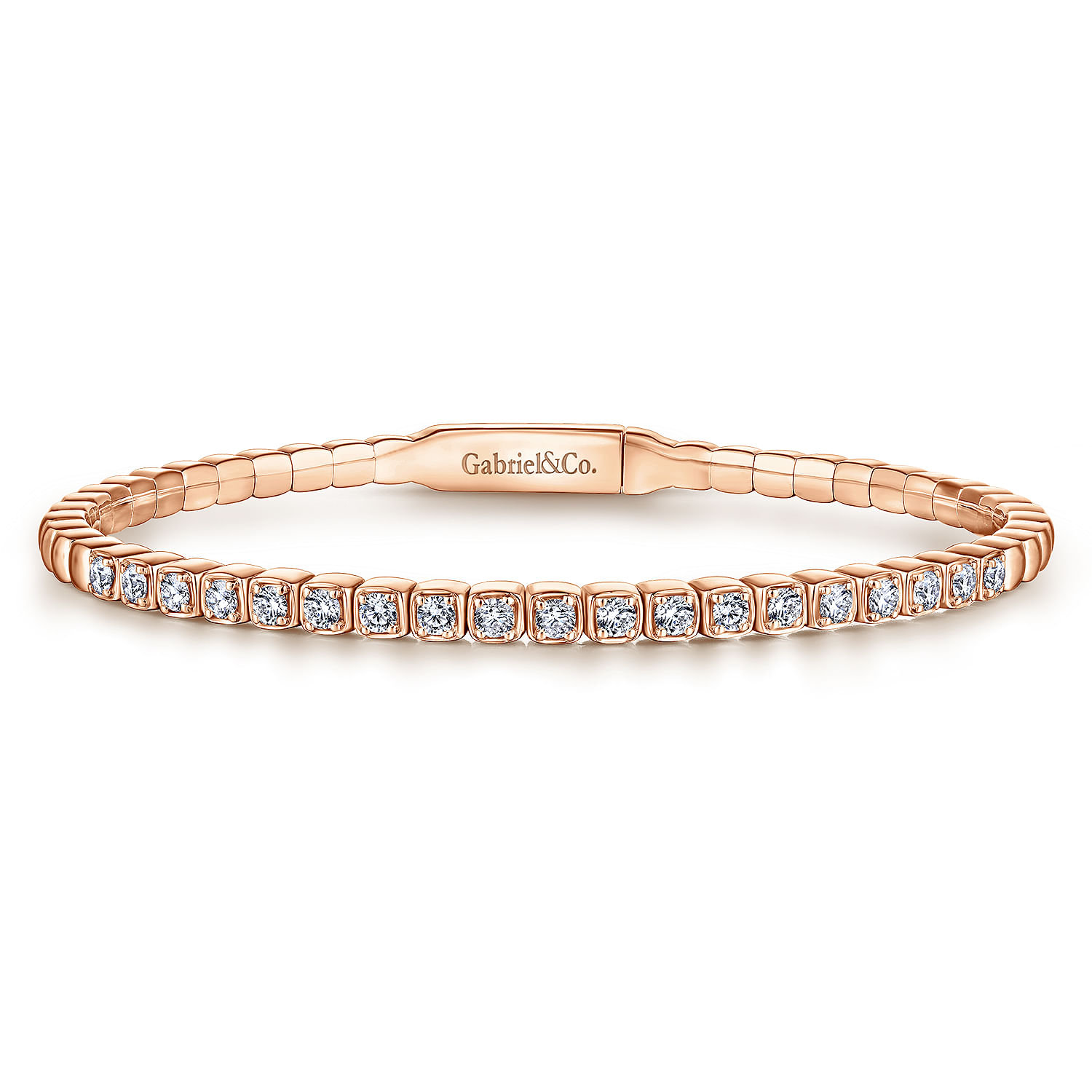 Demure - 14K Rose Gold Square Set Diamond Bangle