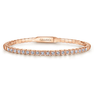 Demure - 14K Rose Gold Square Set Diamond Bangle