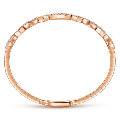 Demure - 14K Rose Gold Twisted Diamond Bangle