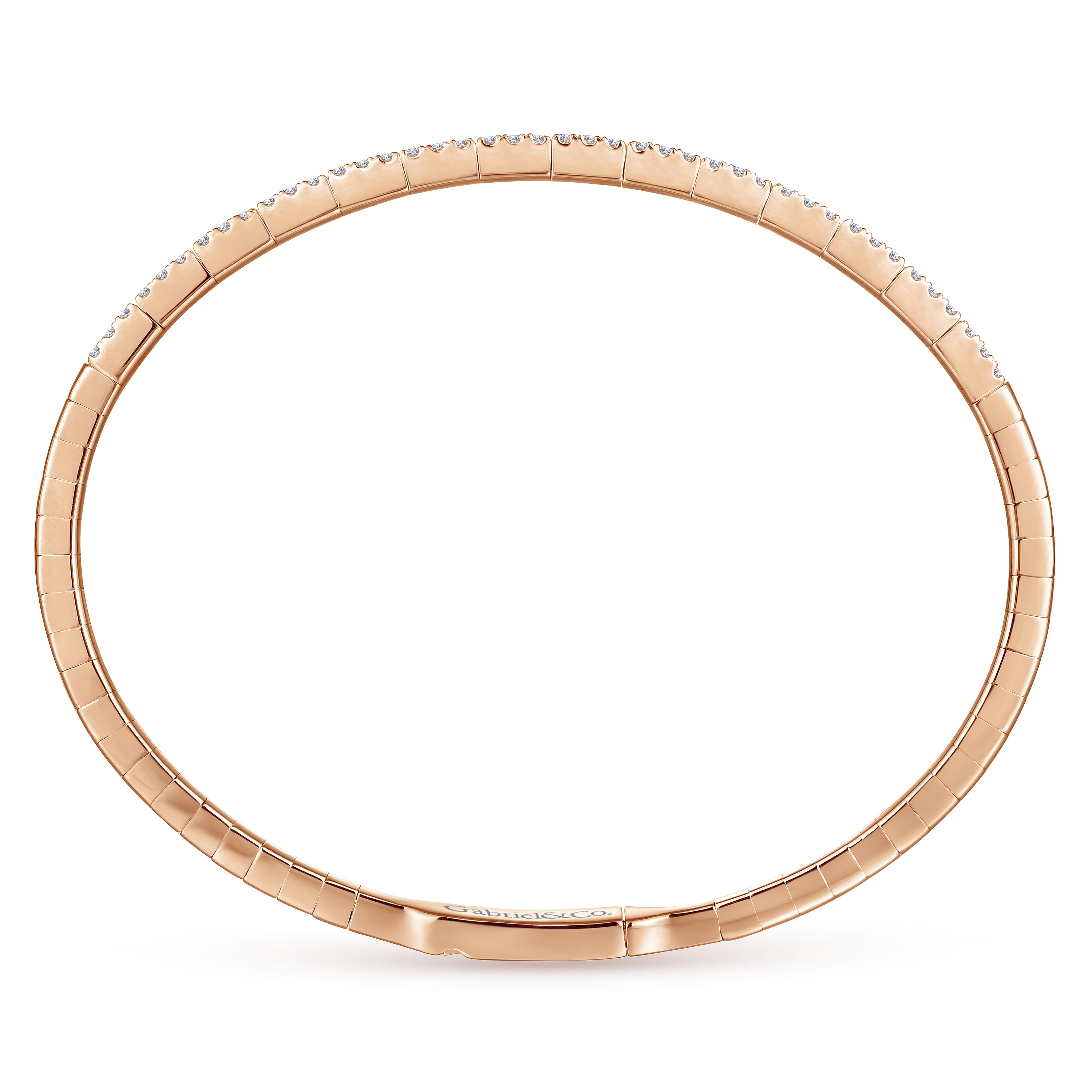 Demure - 14K Rose Gold Two Row Diamond Bangle - 0.9 ct - Shot 3