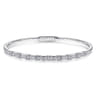 Demure - 14K White Gold Alternating Baguette and Round Diamond Bangle Bracelet - 0.85 ct