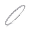 Demure - 14K White Gold Alternating Baguette and Round Diamond Bangle Bracelet - 0.85 ct