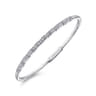 Demure - 14K White Gold Alternating Baguette and Round Diamond Bangle - 0.88 ct