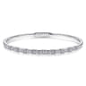 Demure - 14K White Gold Alternating Baguette and Round Diamond Bangle - 0.85 ct