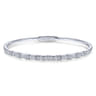 Demure - 14K White Gold Alternating Baguette and Round Diamond Bangle - 0.85 ct