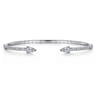 Demure - 14K White Gold Arrow Diamond Open Bangle Bracelet - 1 ct
