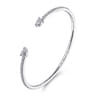 Demure - 14K White Gold Arrow Diamond Open Bangle Bracelet - 1 ct