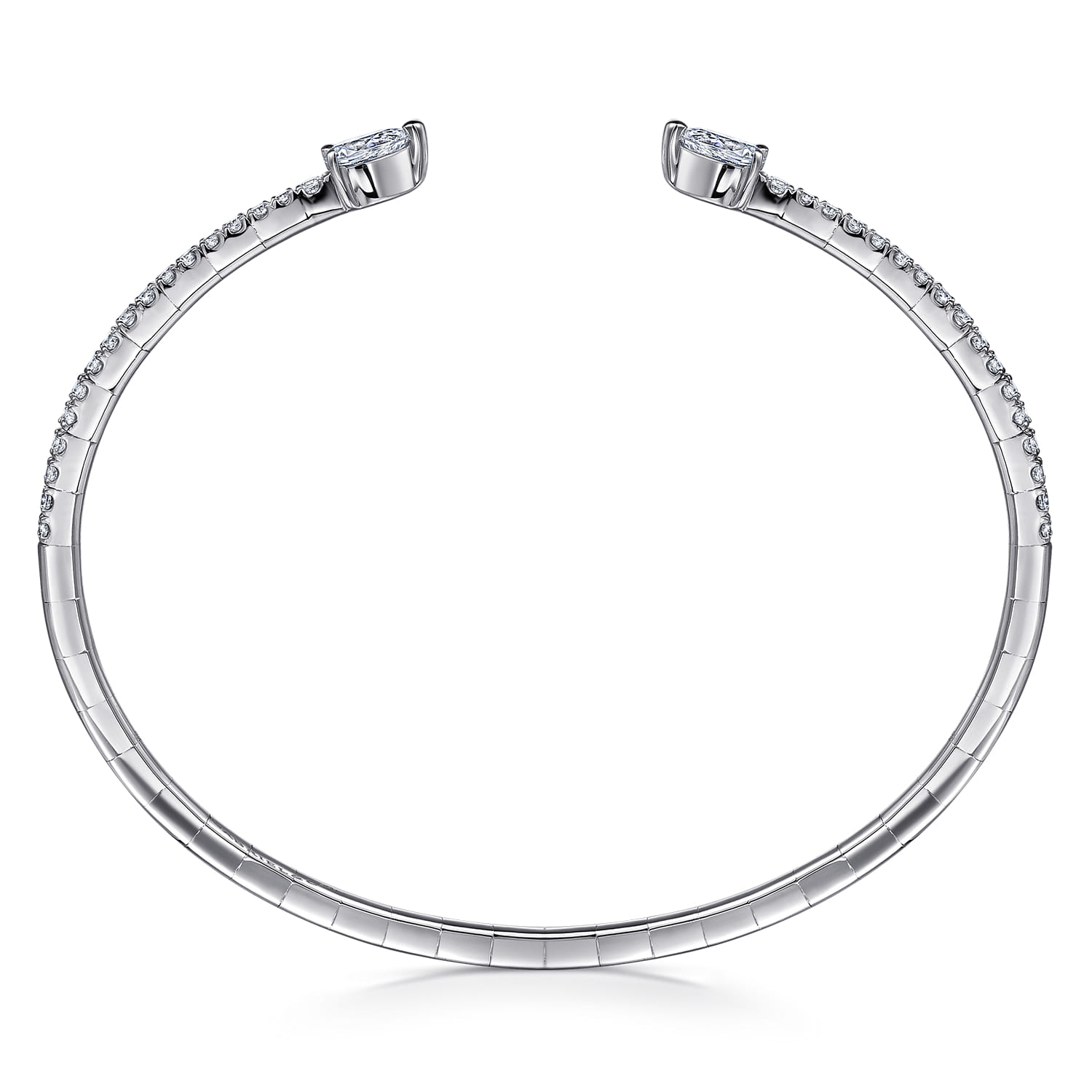 Demure - 14K White Gold Arrow Diamond Open Bangle Bracelet - 1 ct - Shot 3