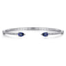 Demure - 14K White Gold Arrow Sapphire and Diamond Open Bangle Bracelet - 0.5 ct