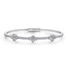 Demure - 14K White Gold Bangle with Clover Diamond Stations - 1 ct