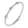 Demure - 14K White Gold Bangle with Clover Diamond Stations - 1 ct