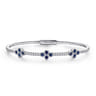 Demure - 14K White Gold Bangle with Diamond and Sapphire Quatrefoil Stations - 0.4 ct
