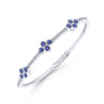 Demure - 14K White Gold Bangle with Diamond and Sapphire Quatrefoil Stations - 1 ct