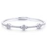 Demure - 14K White Gold Bangle with Quatrefoil Diamond Stations - 1 ct