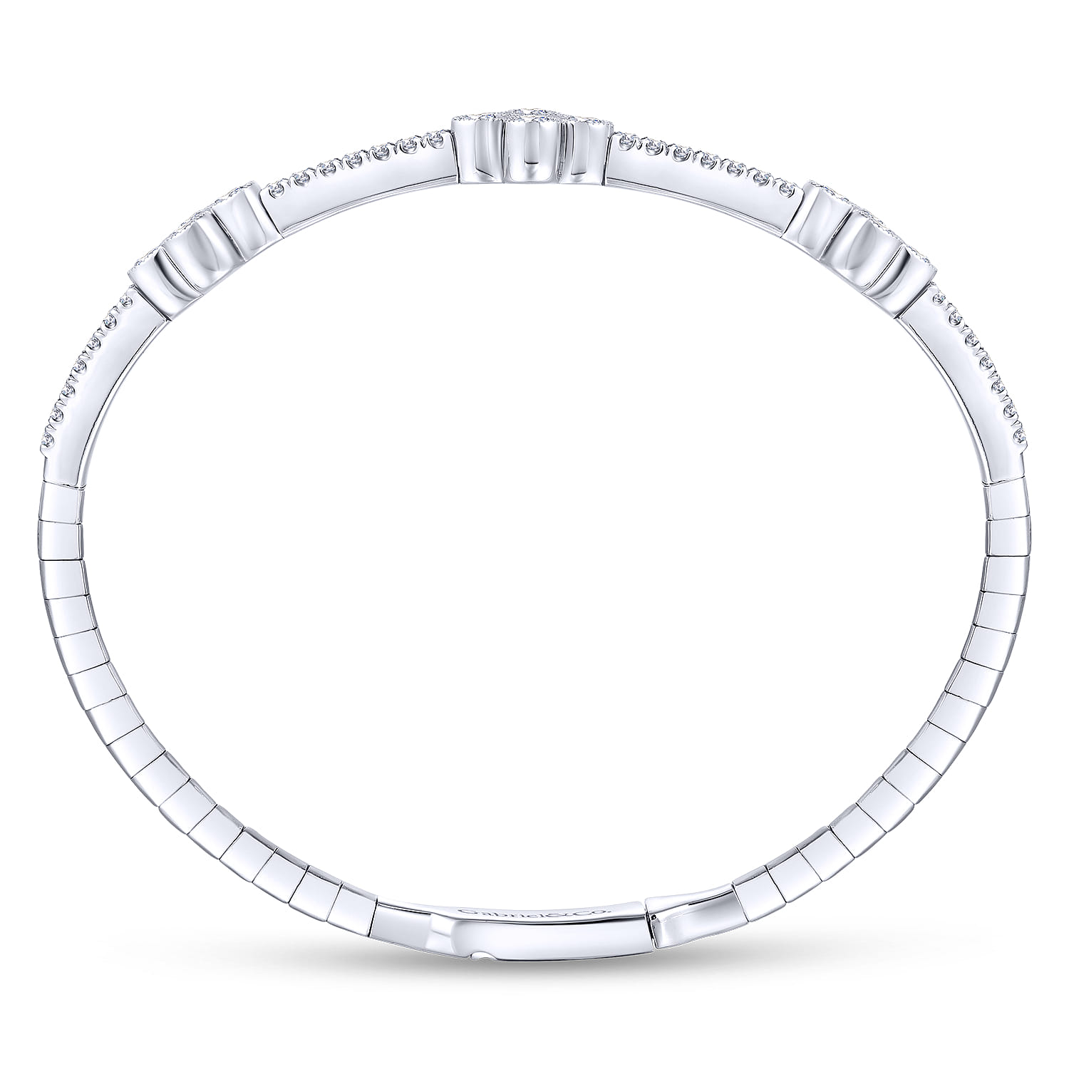 Demure - 14K White Gold Bangle with Quatrefoil Diamond Stations - 1 ct - Shot 3