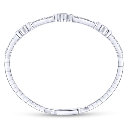 Demure - 14K White Gold Bangle with Quatrefoil Diamond Stations