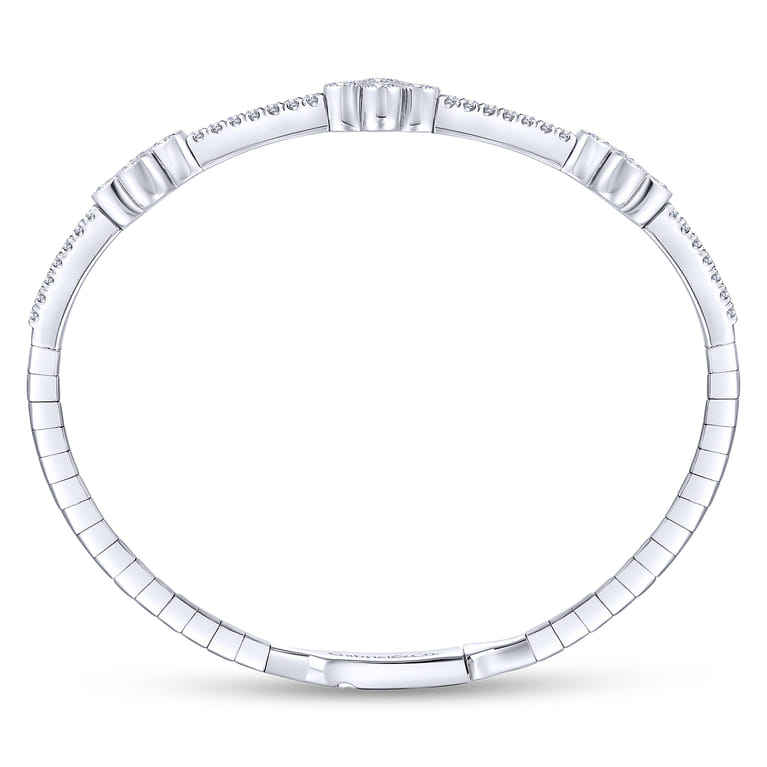 Demure - 14K White Gold Bangle with Quatrefoil Diamond Stations - 1 ct - Shot 3