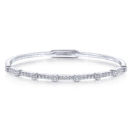 Demure - 14K White Gold Bezel Station Diamond Bangle