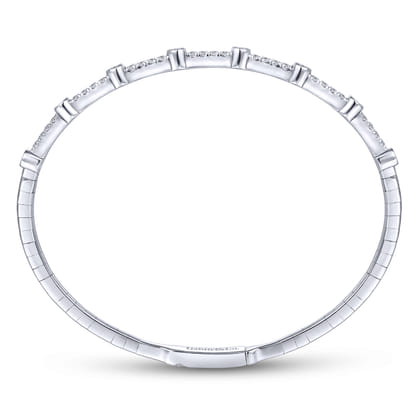 Demure - 14K White Gold Bezel Station Diamond Bangle