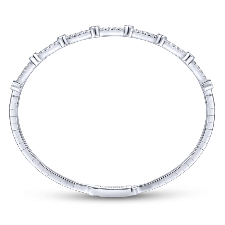 Demure - 14K White Gold Bezel Station Diamond Bangle - 0.55 ct - Shot 3