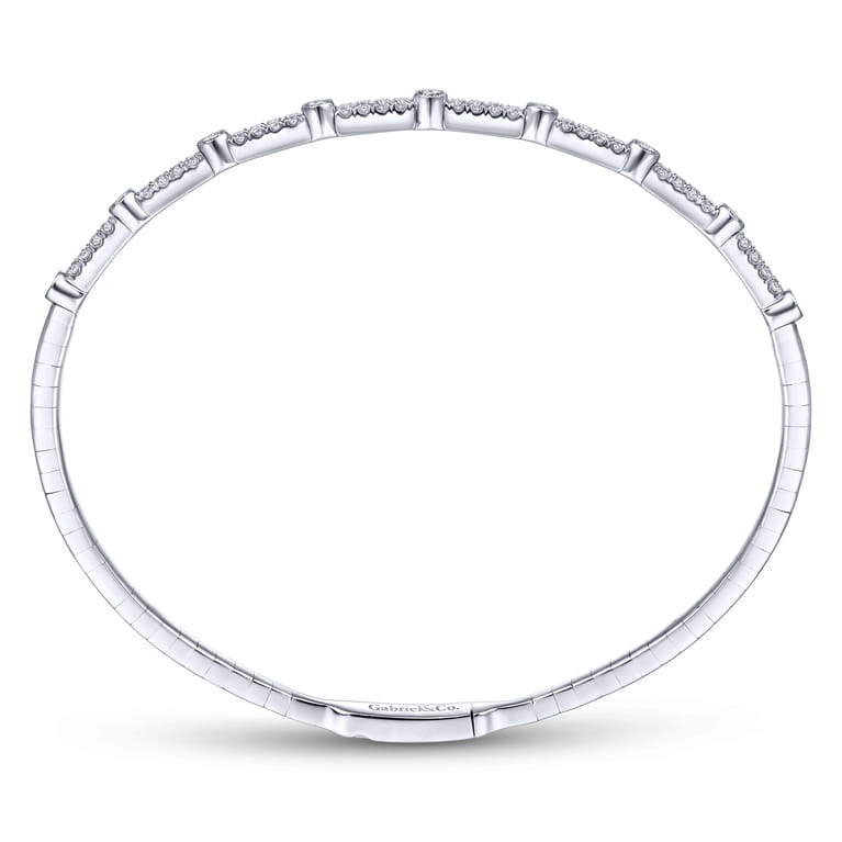 Demure - 14K White Gold Bezel Station Diamond Bangle - 0.6 ct - Shot 3