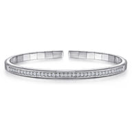 Demure - 14K White Gold Cuff Bracelet with Diamond Inner Channel
