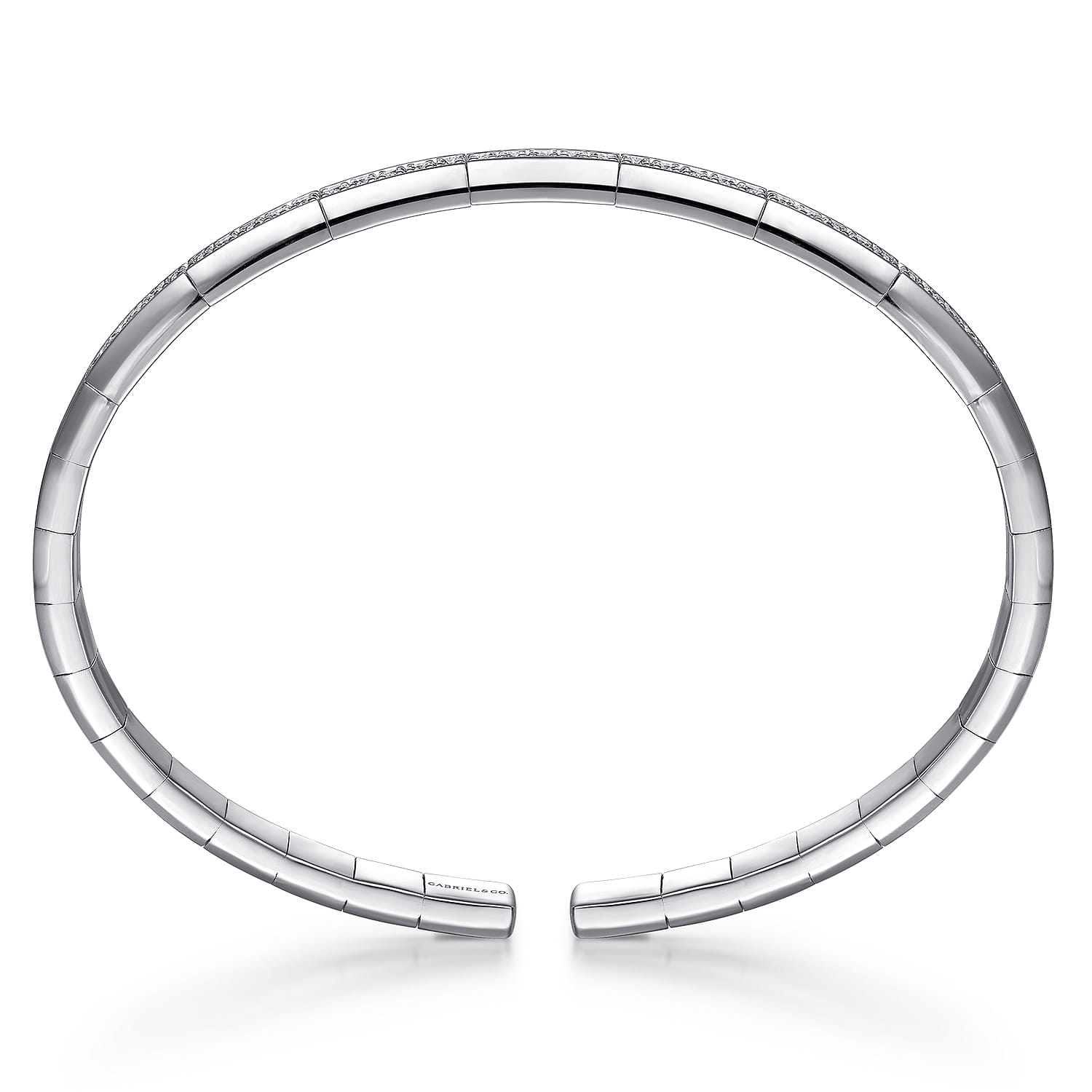 Demure - 14K White Gold Cuff Bracelet with Diamond Inner Channel - 0.6 ct - Shot 3