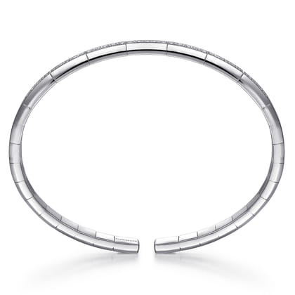 Demure - 14K White Gold Cuff Bracelet with Diamond Inner Channel