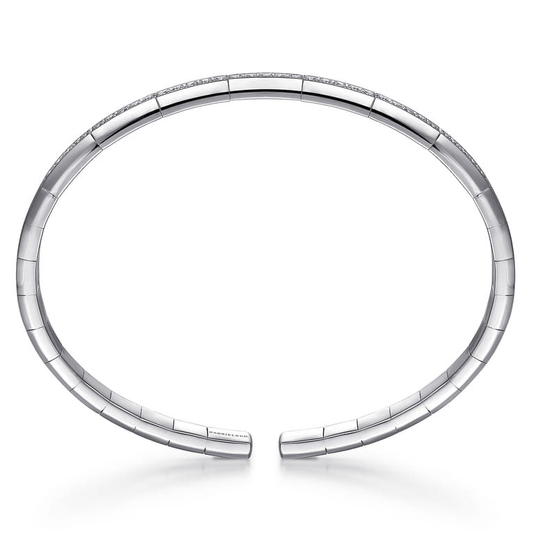 Demure - 14K White Gold Cuff Bracelet with Diamond Inner Channel - 0.6 ct - Shot 3