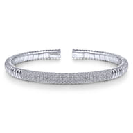 Demure - 14K White Gold Cuff Bracelet with Diamond Pave Station