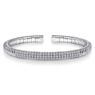 Demure - 14K White Gold Cuff Bracelet with Diamond Pave Station