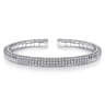 Demure - 14K White Gold Cuff Bracelet with Diamond Pave Station - 1.85 ct