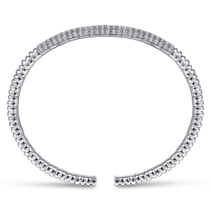 Demure - 14K White Gold Cuff Bracelet with Diamond Pave Station