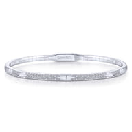 Demure - 14K White Gold Diamond Bangle with Pyramid Rhombus Stations