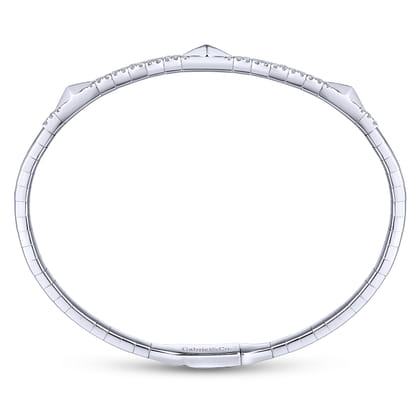 Demure - 14K White Gold Diamond Bangle with Pyramid Rhombus Stations