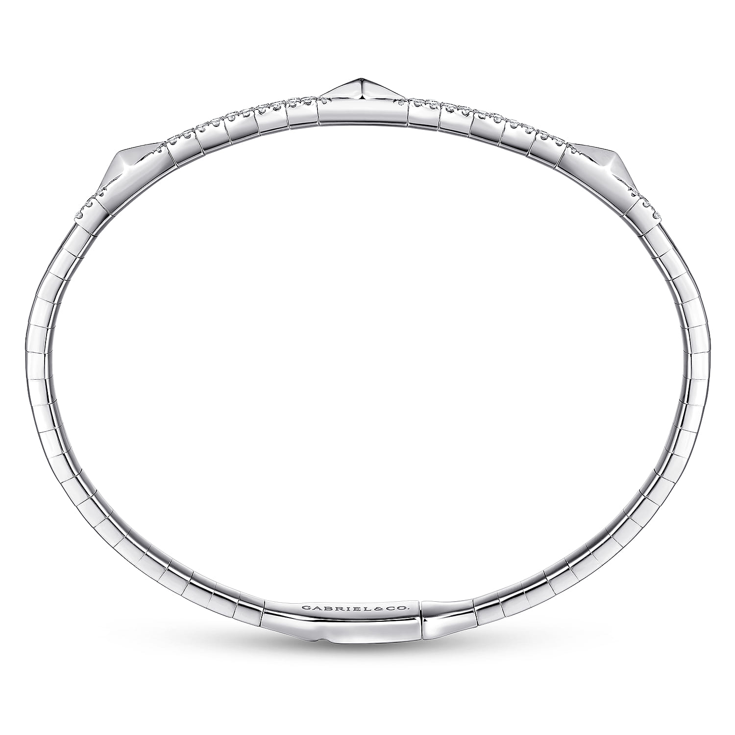 Demure - 14K White Gold Diamond Bangle with Pyramid Rhombus Stations - 0.5 ct - Shot 3