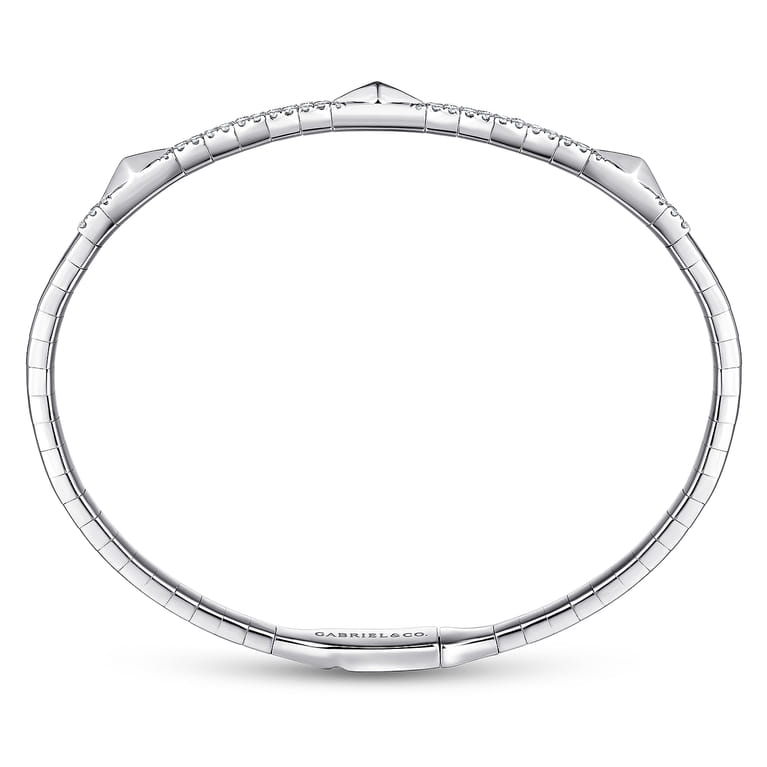 Demure - 14K White Gold Diamond Bangle with Pyramid Rhombus Stations - 0.5 ct - Shot 3