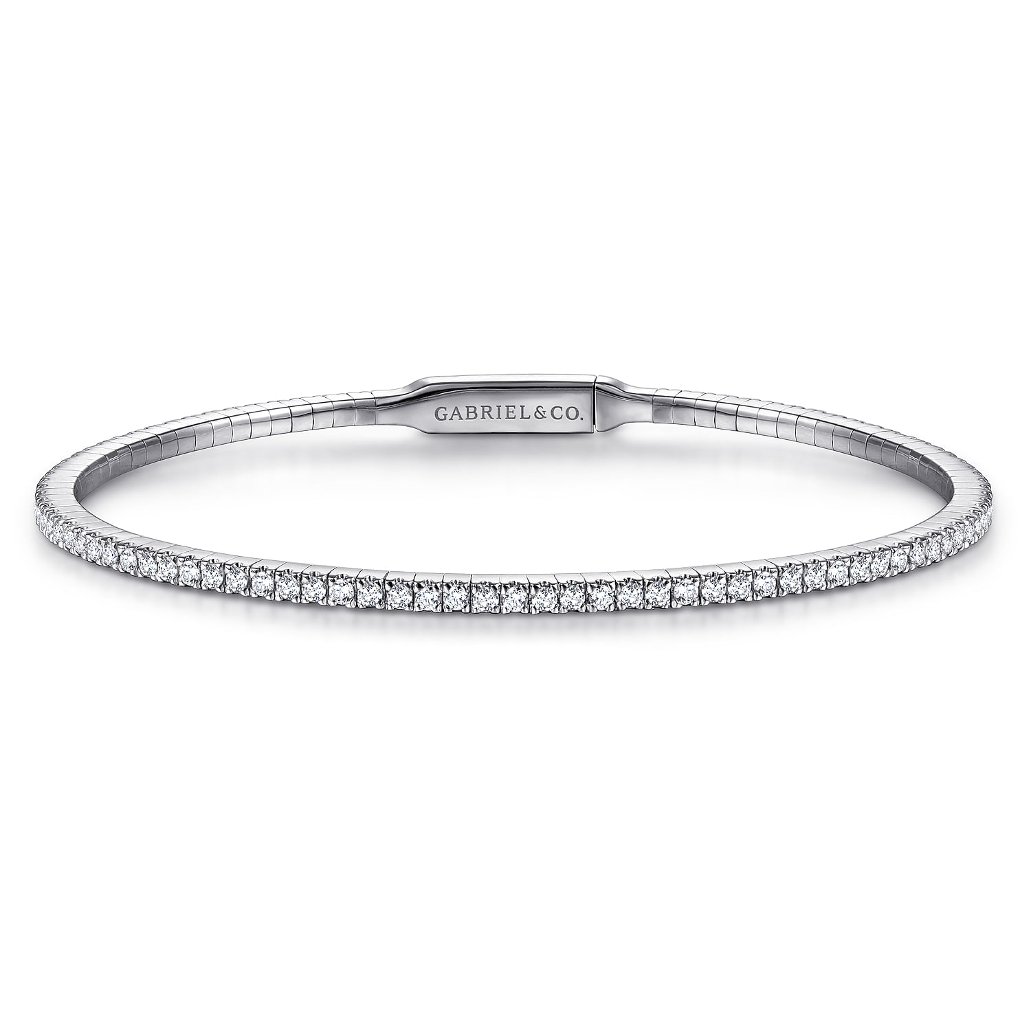 14k White Gold Lusso Bangle Bracelet. SKU: BG3221-62W45JJ