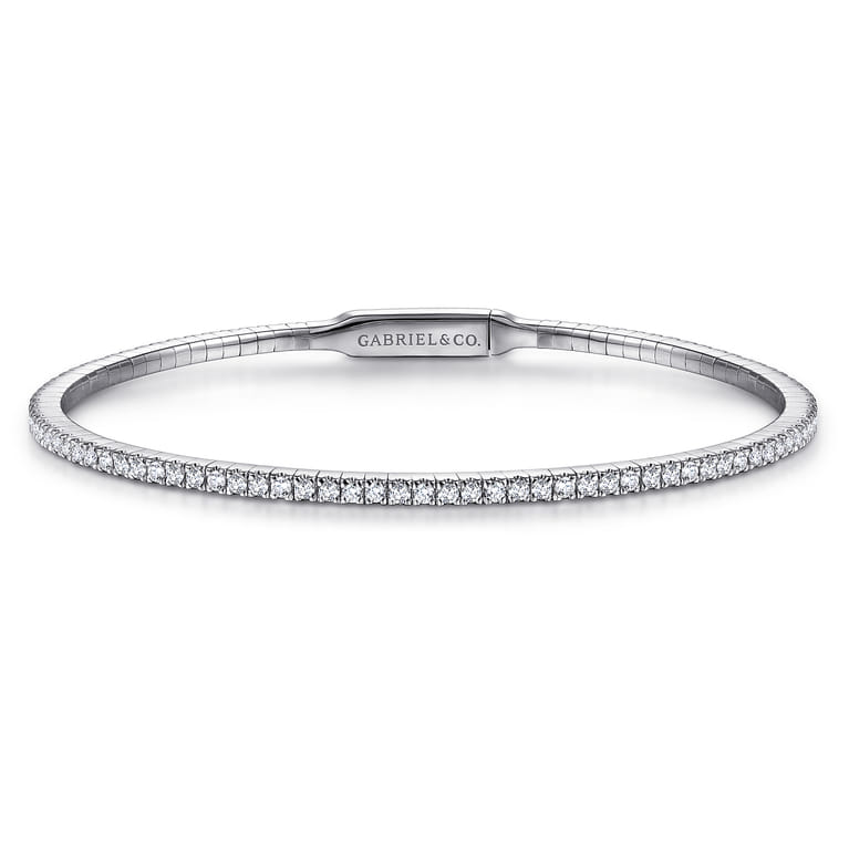 Demure - 14K White Gold Diamond Bangle - 1.28 ct - Shot 1