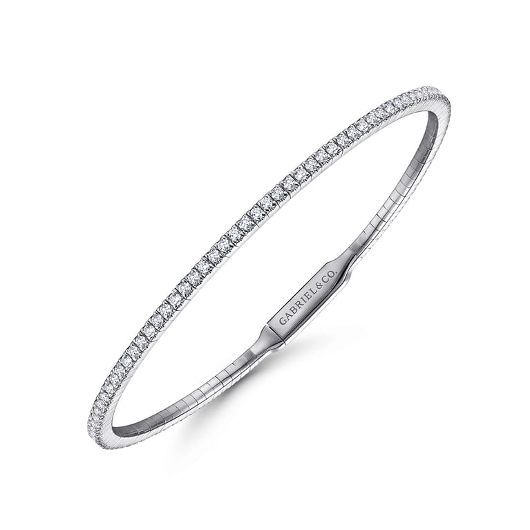 Demure - 14K White Gold Diamond Bangle - 1.28 ct - Shot 2