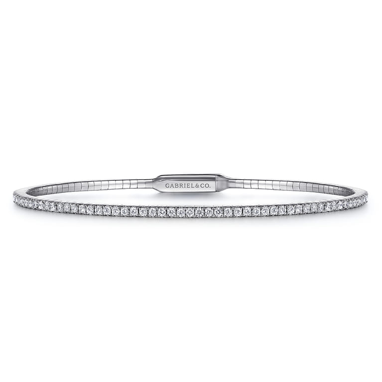 Demure - 14K White Gold Diamond Bangle - 1.3 ct - Shot 1