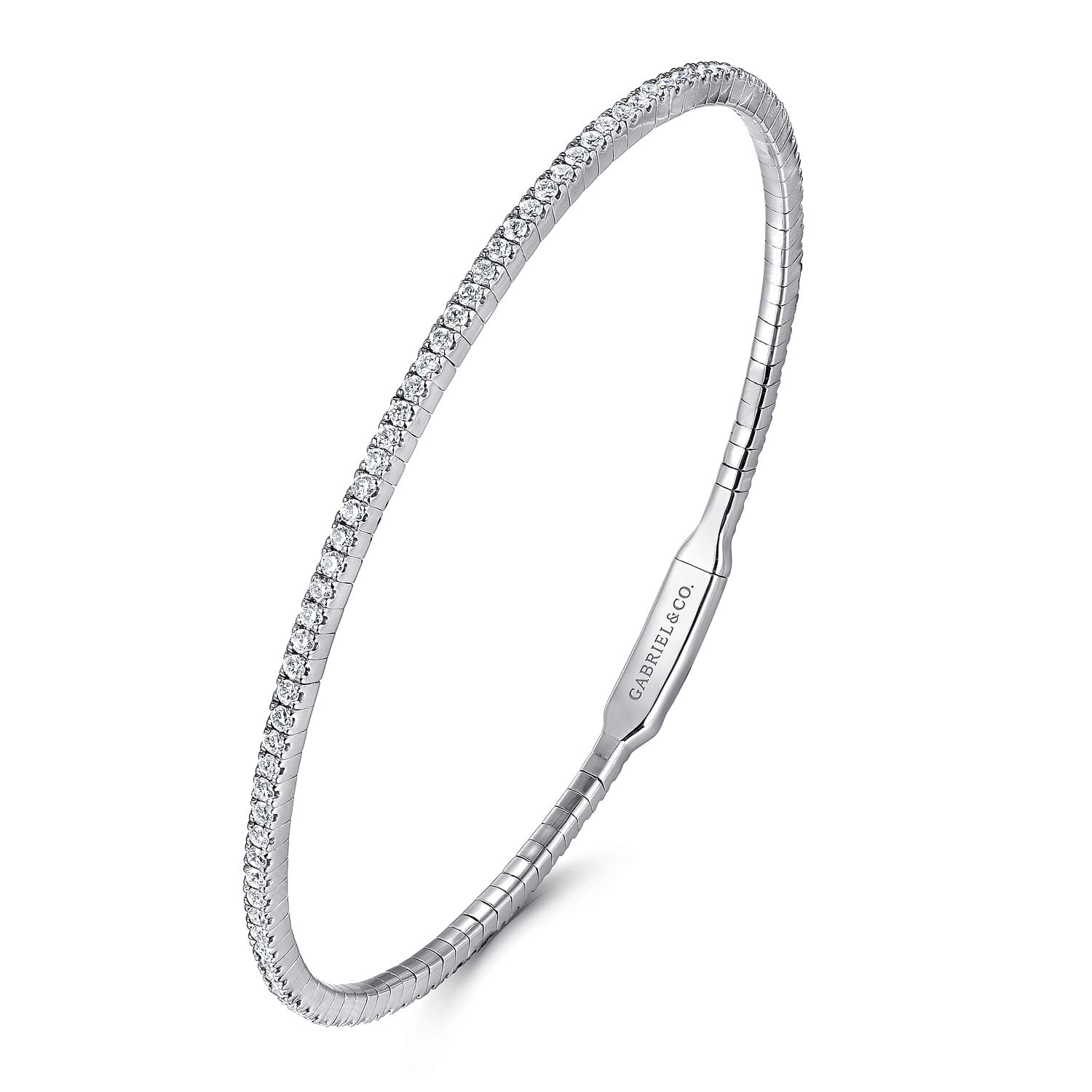 Demure - 14K White Gold Diamond Bangle - 1.3 ct - Shot 2