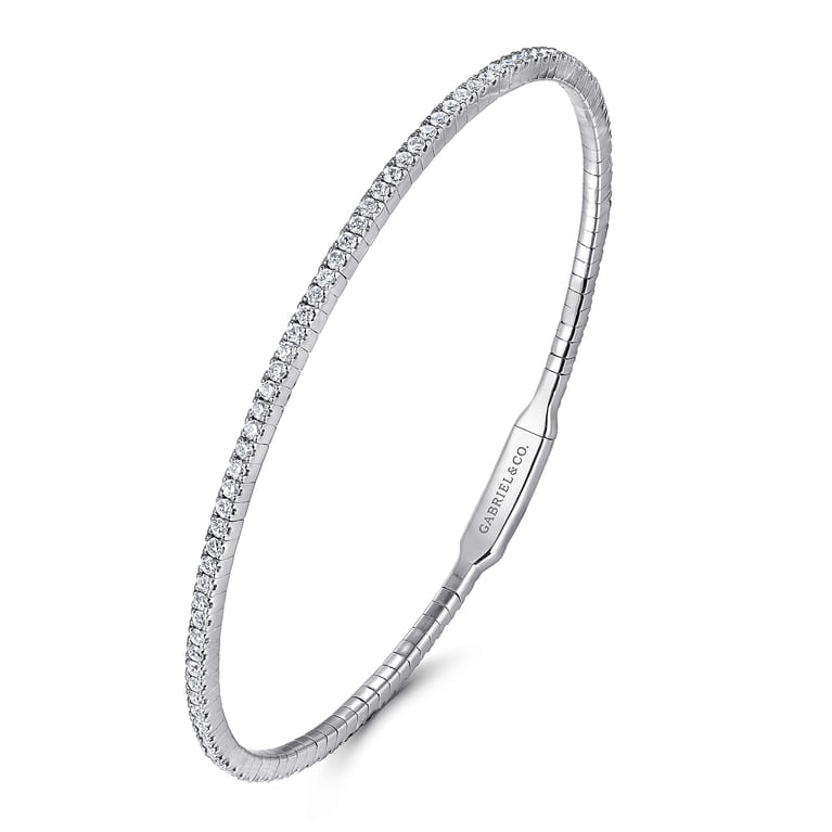 Demure - 14K White Gold Diamond Bangle - 1.3 ct - Shot 2